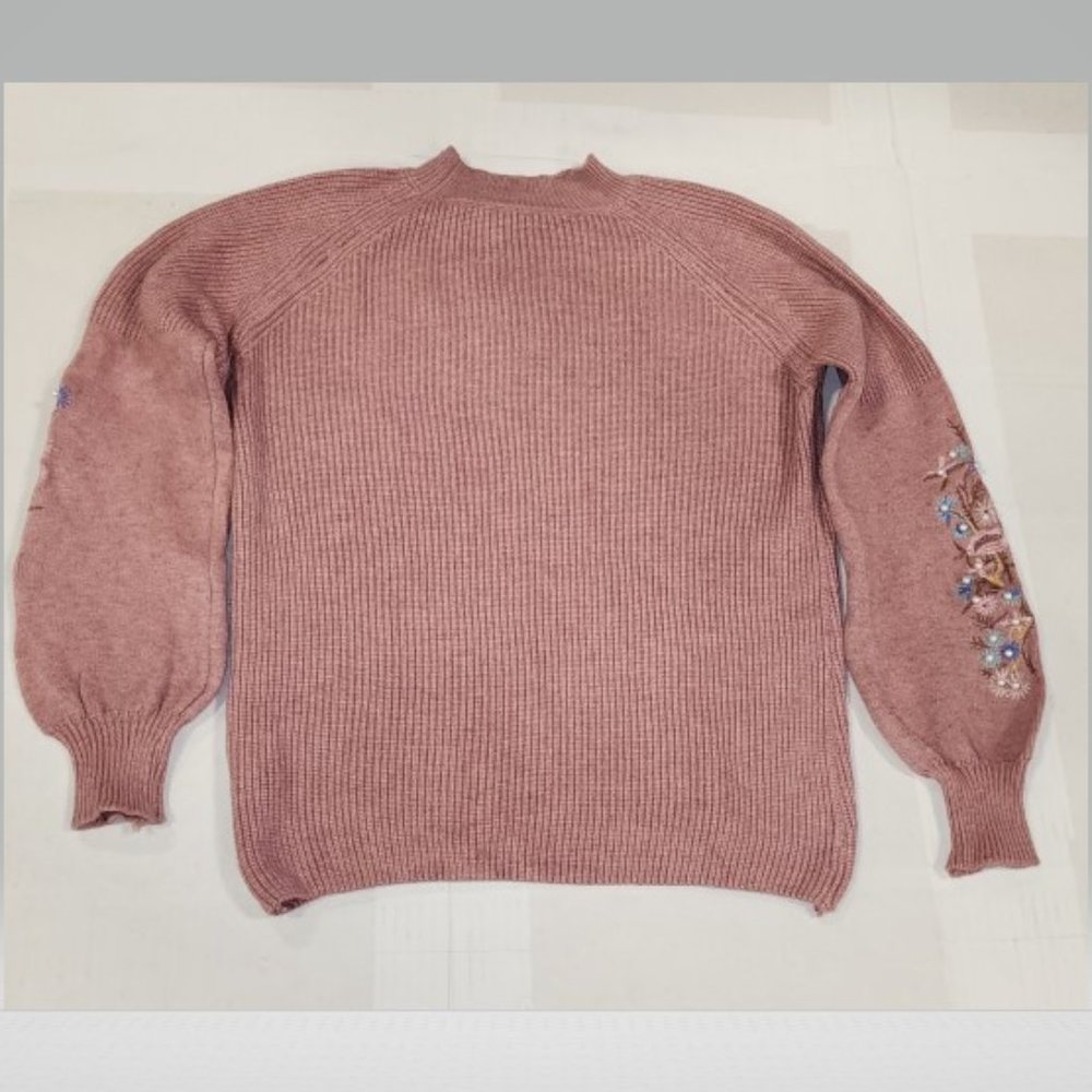 Pearls Beaded Mock Neck Sweater